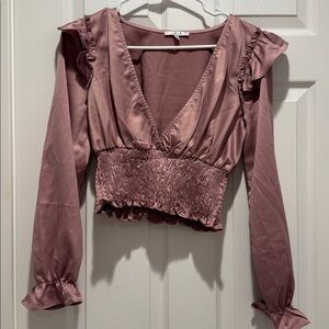 Ruffled Mauve Long Sleeve Blouse